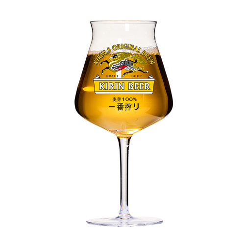 Kirin beer cup Japanese food shop glass craft beer cup Japanese style one-pressed draft beer cup commercial thickened cup with handle