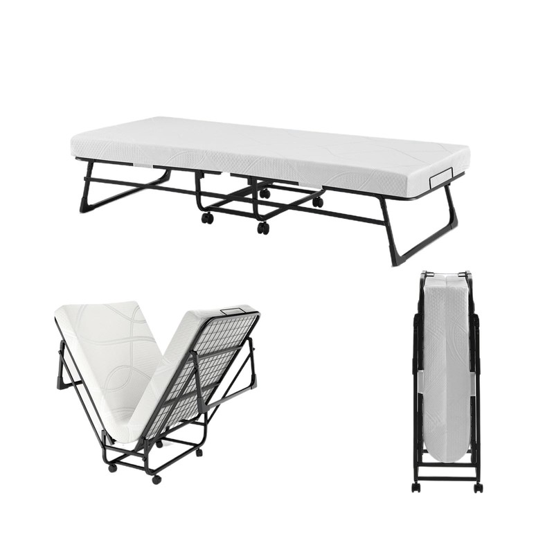 Folding Bed for One Person, Office Nap Bed, Home Use, Adult Simple Bed, Foldable, Portable, with Wheels, No Installation Required Folding Bed for One Person, Office Nap Bed, Home Use, Adult Simple Bed, Foldable, Portable, with Wheels, No Installation Required
