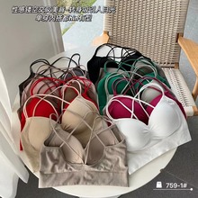 新款棉纱一体杯内衣女交叉美背裹胸性感百搭抹胸内外搭吊带小背心