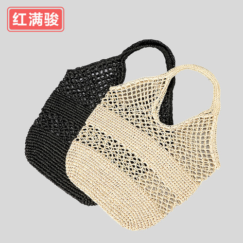 春夏镂空编织包女纯手工纸绳网兜度假草编包小众单肩包跨境