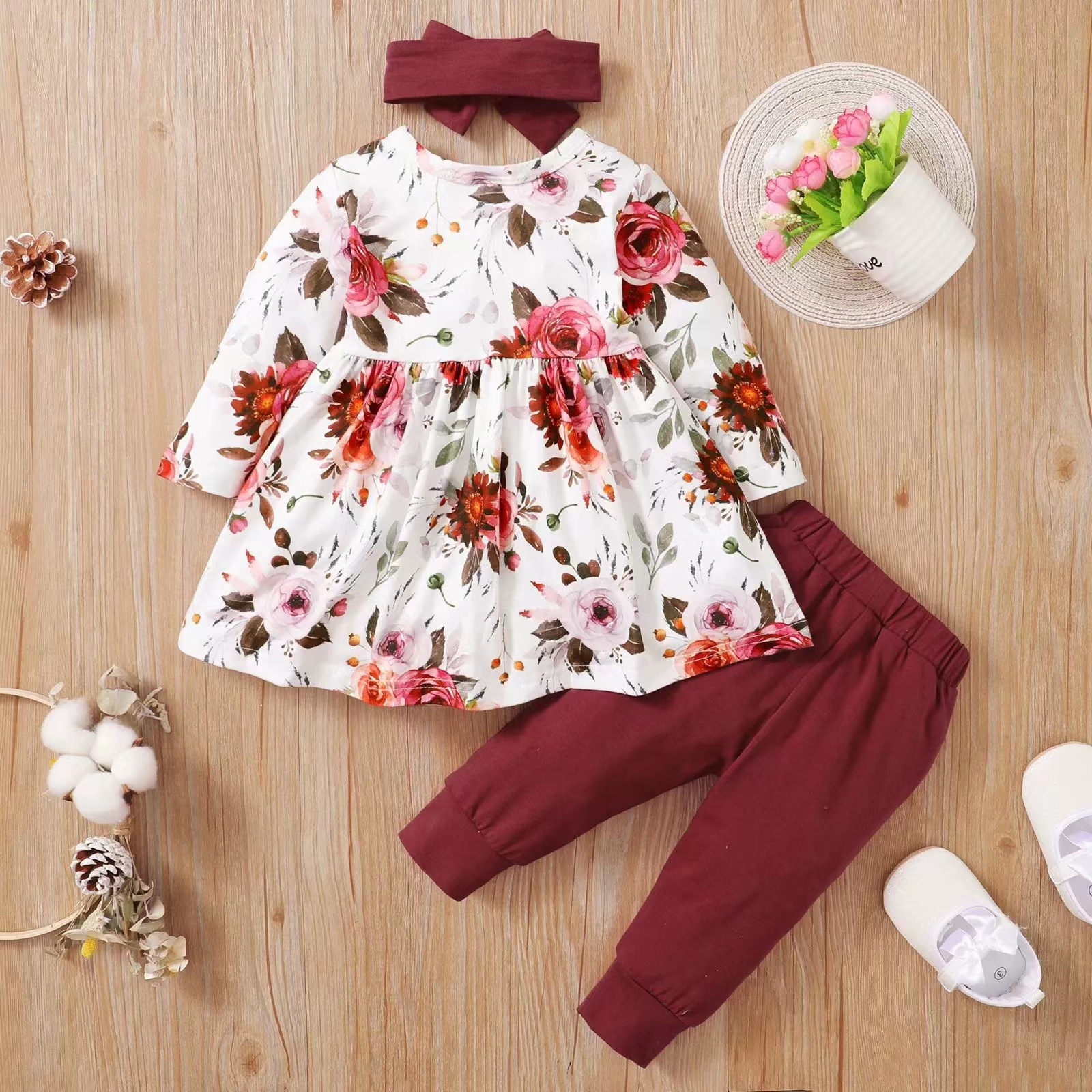 Fashion Flower Cotton Baby Clothing Sets display picture 13