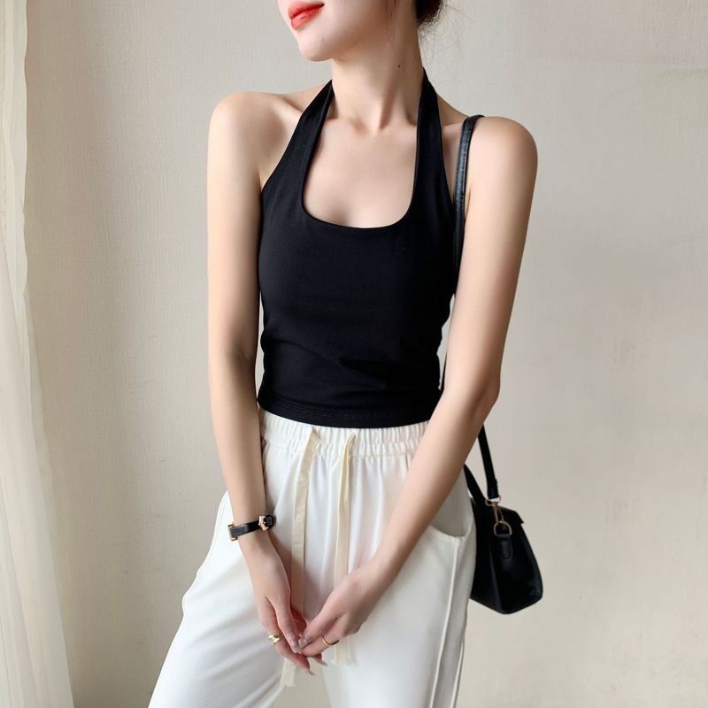 Dropshipping Small Camisole Women's 2025 Summer Design Can Be Worn Outside to Look Slim and Beautiful Back Tube Top Halter Vest