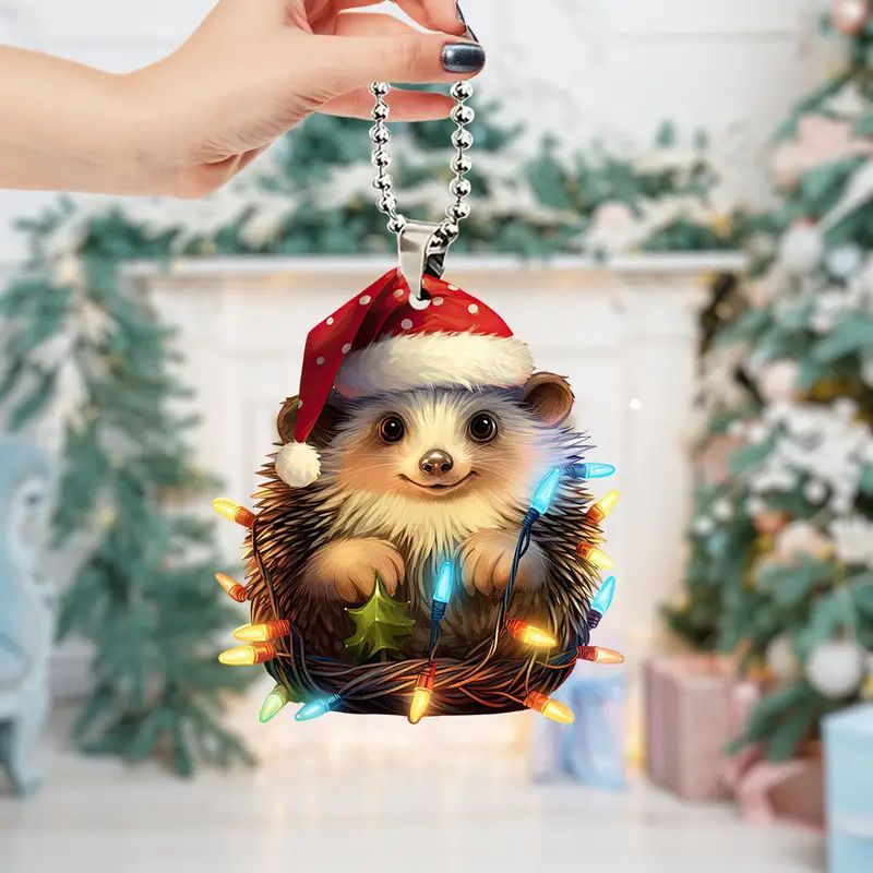 Navidad nuevo adorable erizo colgante de vacaciones plano transfronterizo automóvil espejo retrovisor interior decoración colgante