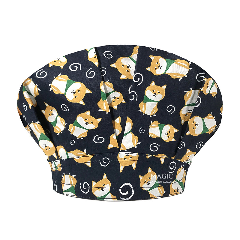 Sombrero de enfermera mujer chef cocinando cocina a prueba de aceite a prueba de humo pérdida de cabello sombrero esponjoso sombrero impreso puntera sombrero de trabajo ajuste elástico