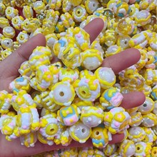 16mm混色系彩绘珠 手绘奶油通孔散珠 DIY饰品配件串珠混款材料包