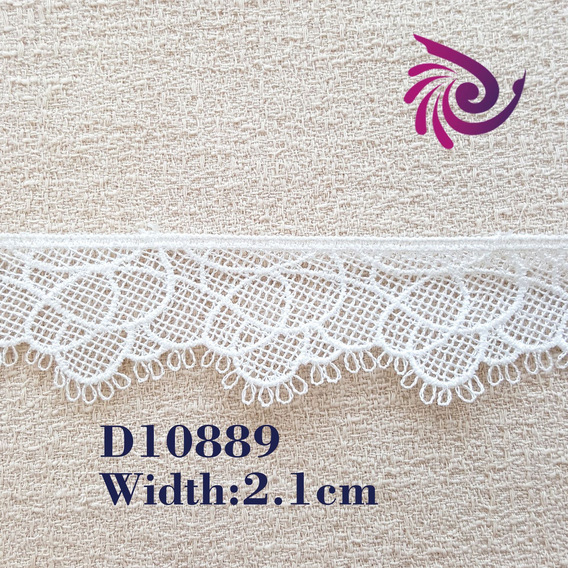 2.1cm水溶花边 涤纶丝刺绣单边条码裙摆配饰洛丽塔服装辅料现货