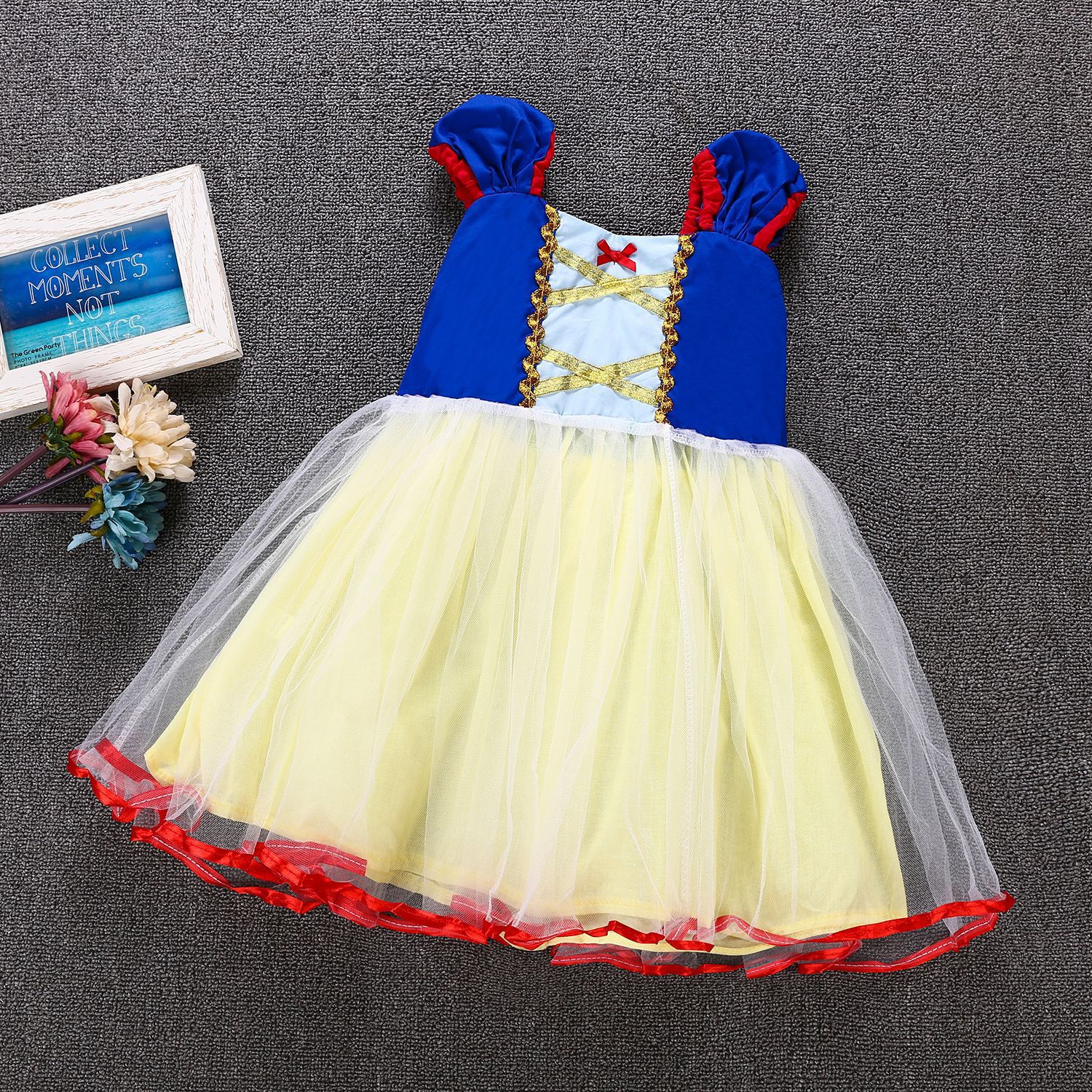 Vestido de Blancanieves Europeo y Americano, Vestido de Manga Corta para Niñas, Vestido para Actuaciones, Dropshipping para Niños Pequeños