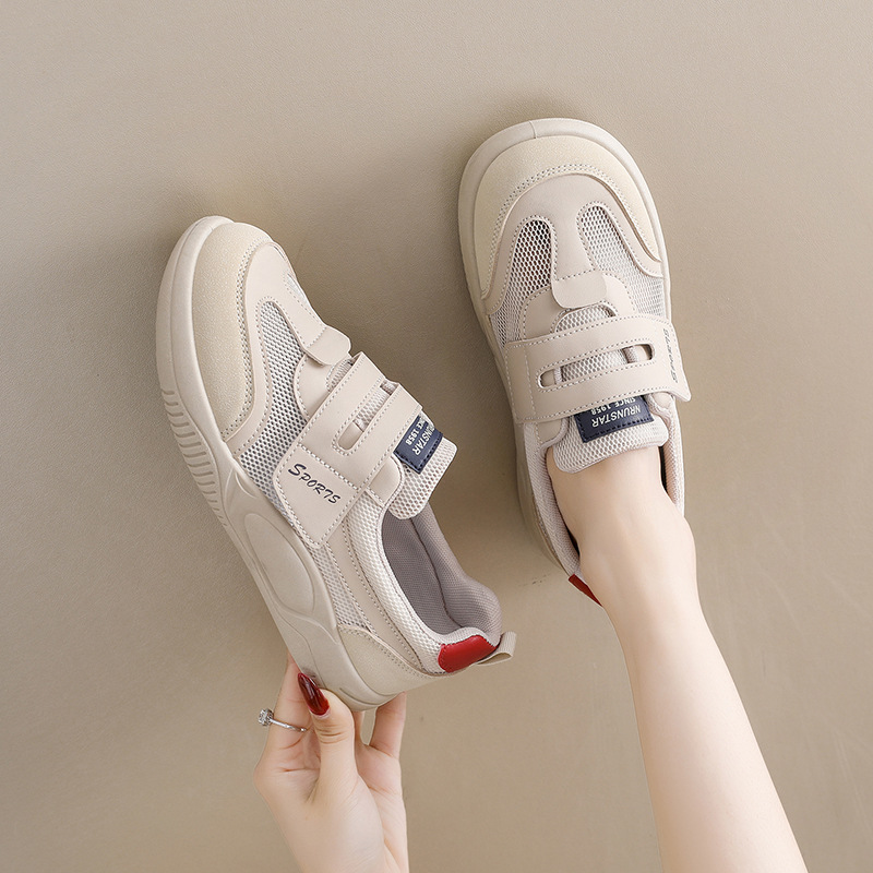 Zapatillas Blancas de Malla para Mujer Capellada de PU y Malla Suela de Caucho Transpirables para Uso Diario