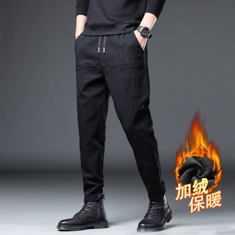 2022 primavera y verano nuevos pantalones casuales de los hombres de seis bolsillos jacquard estiramiento pantalones de mezclilla de camuflaje de los hombres monos de moda