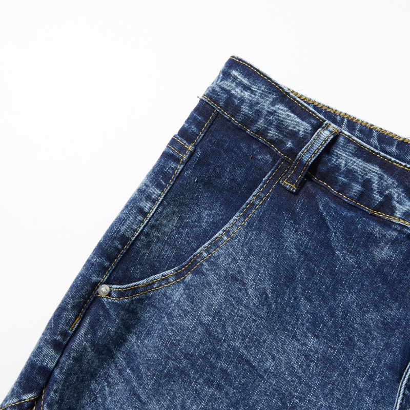 Men's Washed Patchwork Flared Jeans High Street Style New American Exclusive Vibe Denim_viptrois.com
