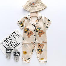 沐福瑞BE54一件代发新款夏季中小童短袖长裤休闲时尚宝宝小熊睡衣