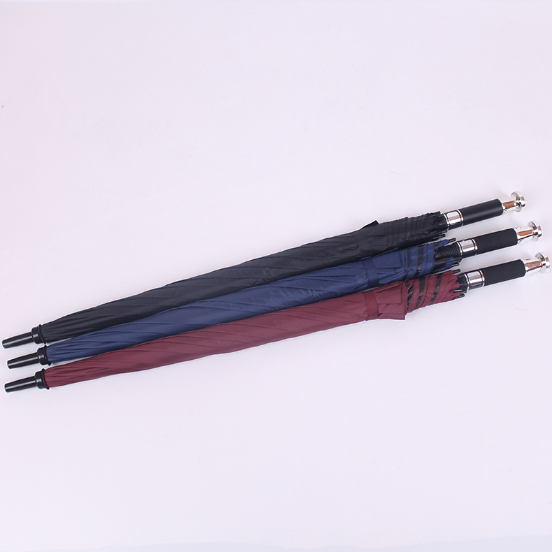 Paraguas de golf de fibra completa con revestimiento negro, paraguas de coche para hombres de negocios, paraguas VIP de alta gama, mango largo, venta al por mayor, parasol de moda.