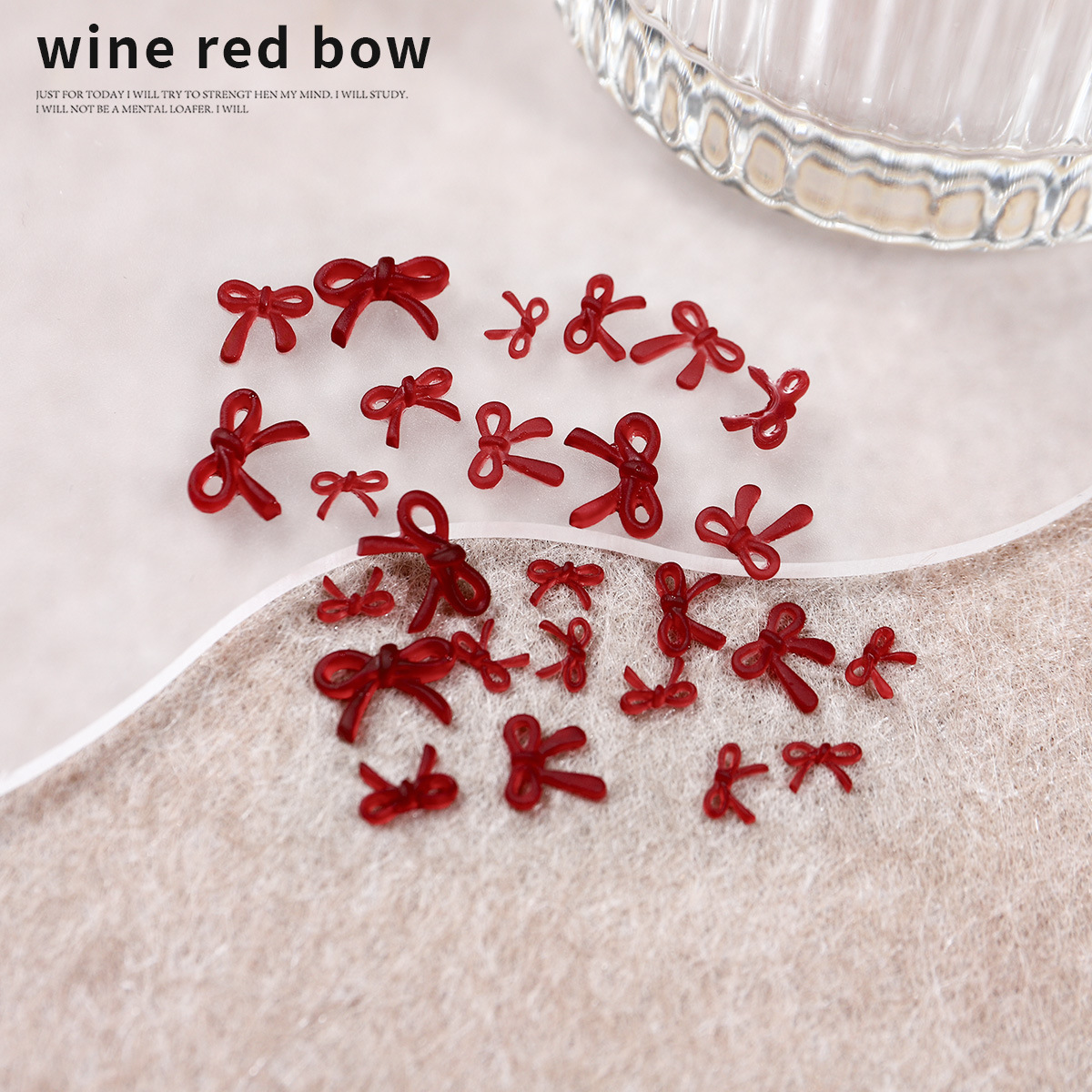 Explosiones de vino rojo flotante arco joyas de manicura línea simple arco uñas decoración pequeña al por mayor
