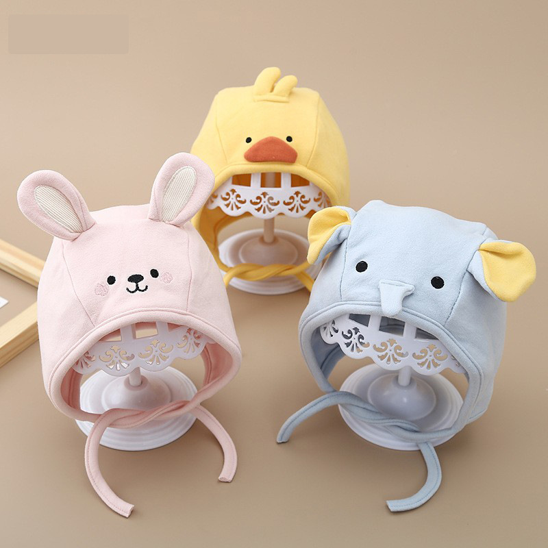 Sombreros para bebés otoño y invierno algodón protector de orejas primavera y otoño bebés pequeños meses de edad recién nacidos a prueba de viento invierno dibujos animados