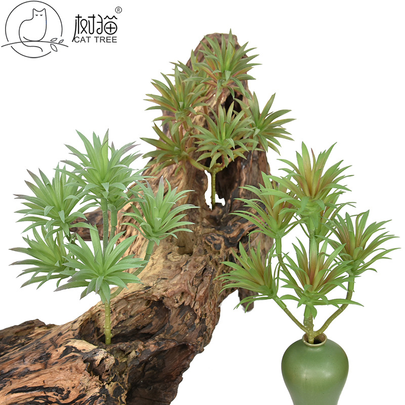 北欧风仿真多肉植物6头小剑叶塑料花商场景观装饰空气草假花摆件
