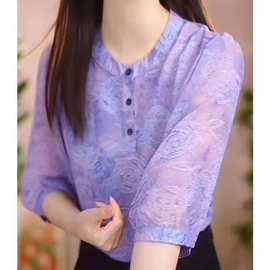 一件代发直播爆款2025夏季新款浪漫感品质法式世行气质设计衬衫女