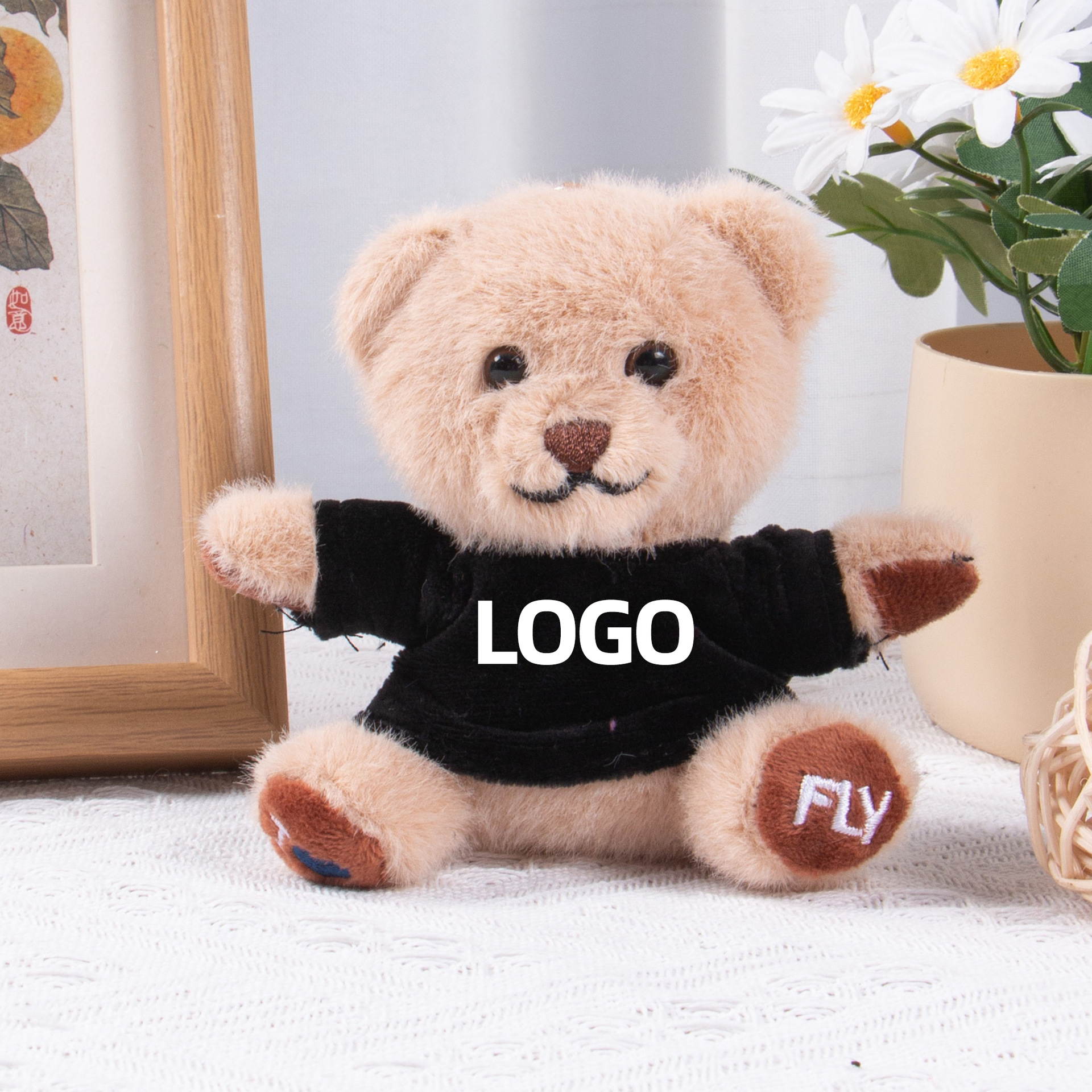 Teddy Bear Keychain Colgante logotipo impresa mochila juguetes de peluche regalos de graduación al por mayor