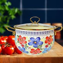 搪小厨家用加厚搪瓷珐琅汤锅双耳搪瓷锅煲汤锅炖锅电磁炉煤气通用