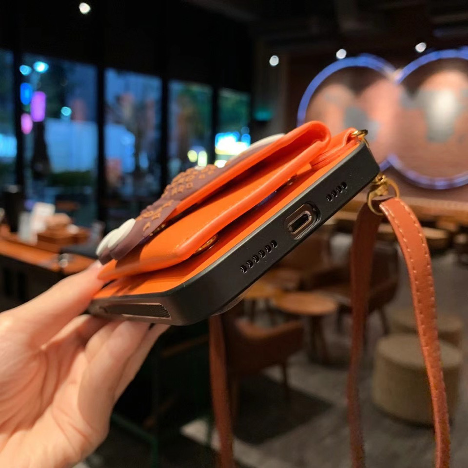 Ốp lưng điện thoại đeo chéo đựng thẻ, chống sốc viền dày, phù hợp Apple 17 Pro Max, iPhone 16, Huawei P40 — Ốp điện thoại đeo Chéo Thỏ màu cam, Ốp điện thoại đeo Chéo Thỏ màu nâu, Ốp điện thoại đeo Chéo Gấu bạo lực, Ốp điện thoại đeo Chéo Chó Pháp chi tiết 5