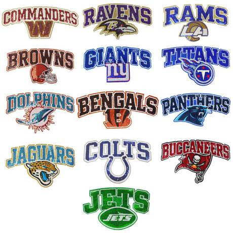 American NFL Football League Team Sequin Patch Applique for DIY Clothing Bag Dec