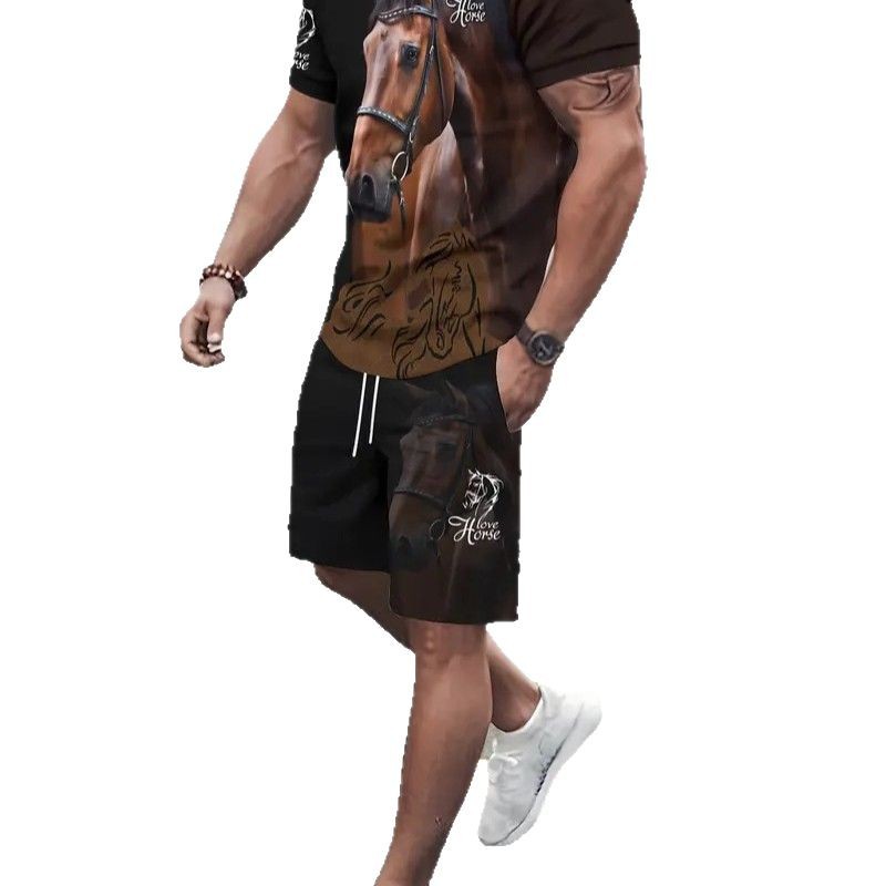 2025 nuevo estilo europeo y americano transfronterizo Amazon tendencia de moda casual camiseta de manga corta pantalones cortos traje ME05 MA04