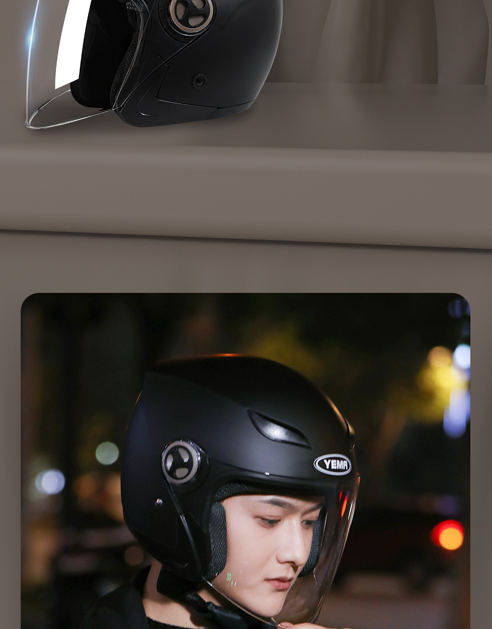 3C Certified Electric Motorcycle Helmet Large Size Men Women Winter Half Helmet