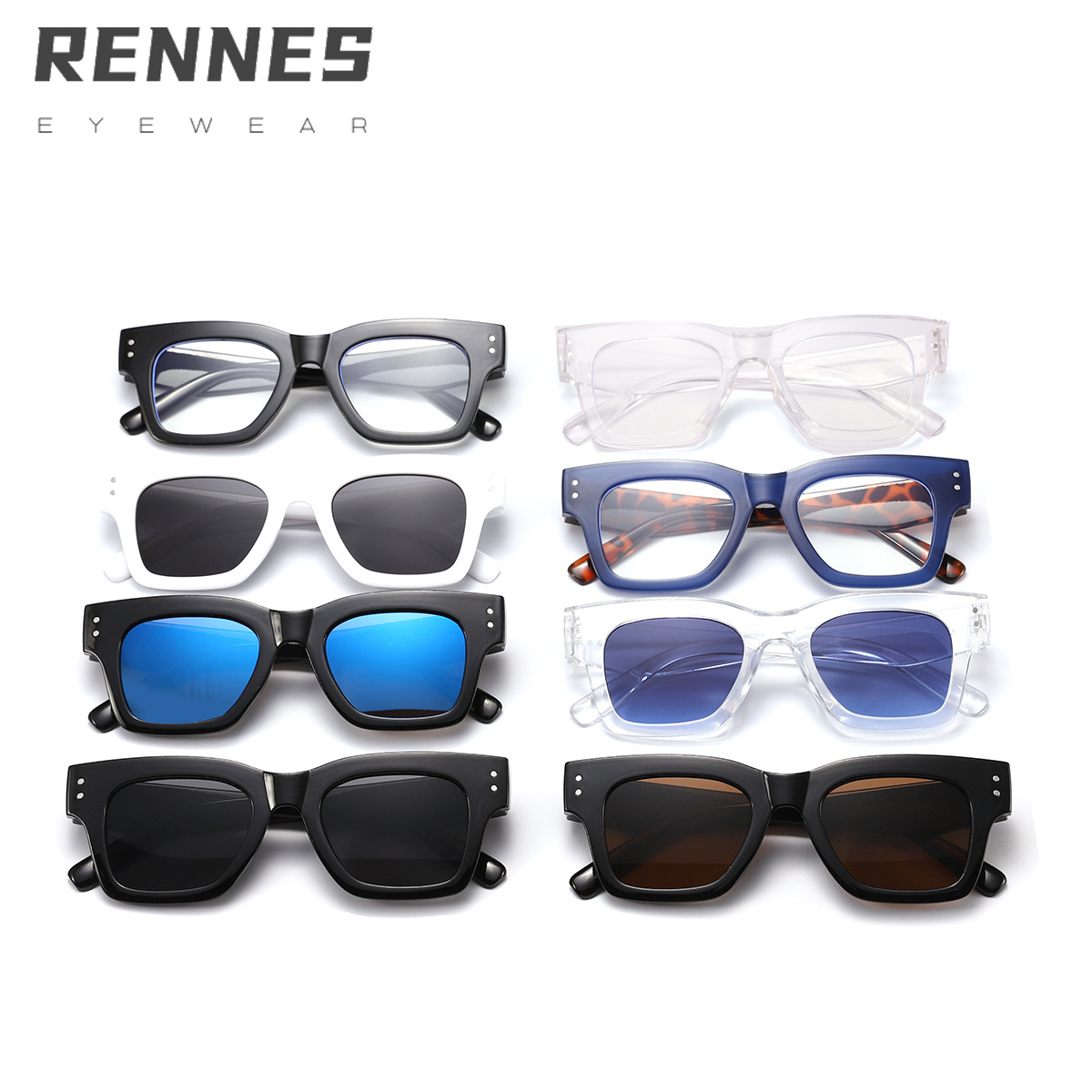 2024 nuevo estilo cuadrado todo fósforo personalidad retro arroz con uñas gafas de sol mujeres simples gafas anti-azul gafas de marco de miopía