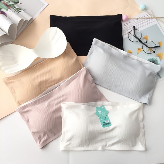 Fiber ice silk thread wrapped chest seamless with chest pad student without steel ring underwear with anti-slip strip factory direct sales