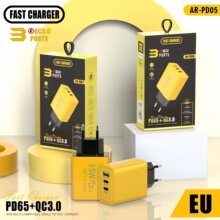 跨境PD65W氮化镓充电头双Type-C+单USB多口适配器手机快充充电器