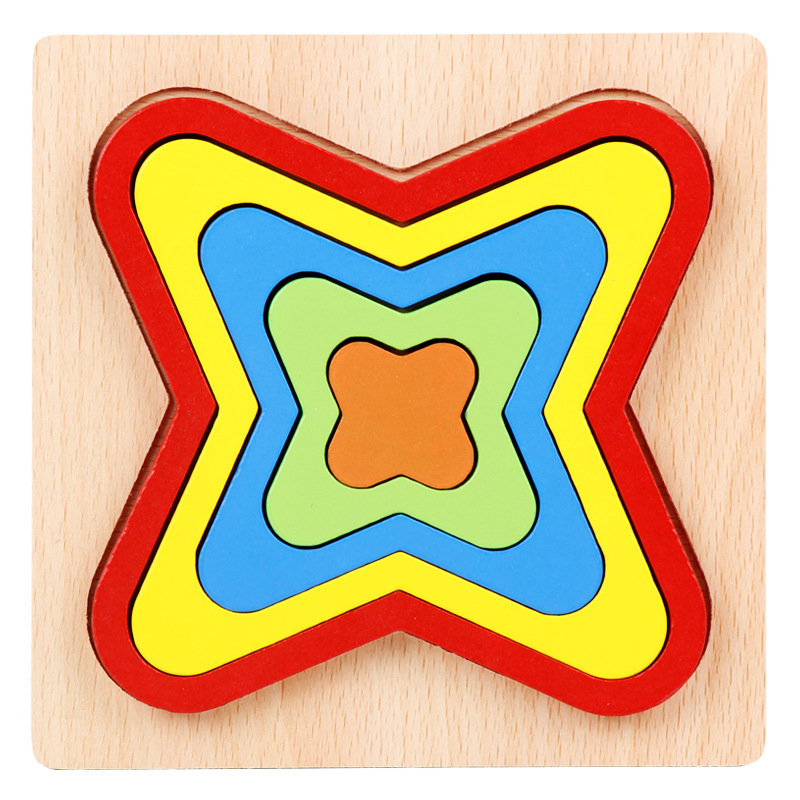 Material didáctico Montessori forma geométrica Puzzle Panel Juguetes Educativos de educación temprana para niños 0-3 años 2 tablero de agarre de mano para niños conjunto columna