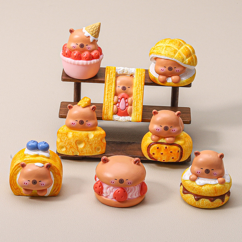 カピバラデザート食品おもちゃミニチュアシーンドールハウス寝室アクセサリー diy ブラインドバッグかわいい樹脂アクセサリー|undefined