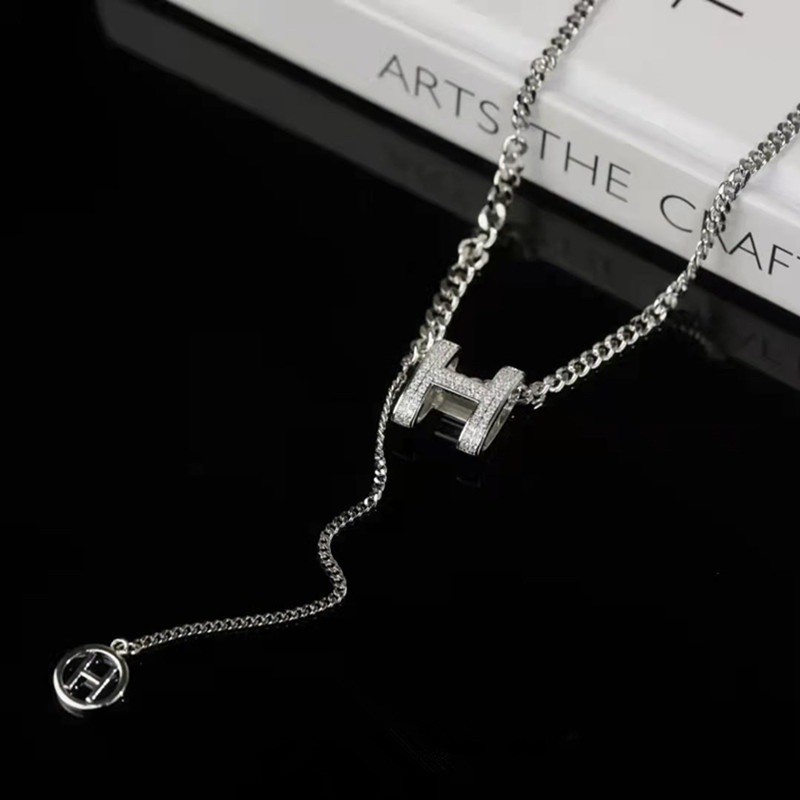 Silver letter tassel necklace