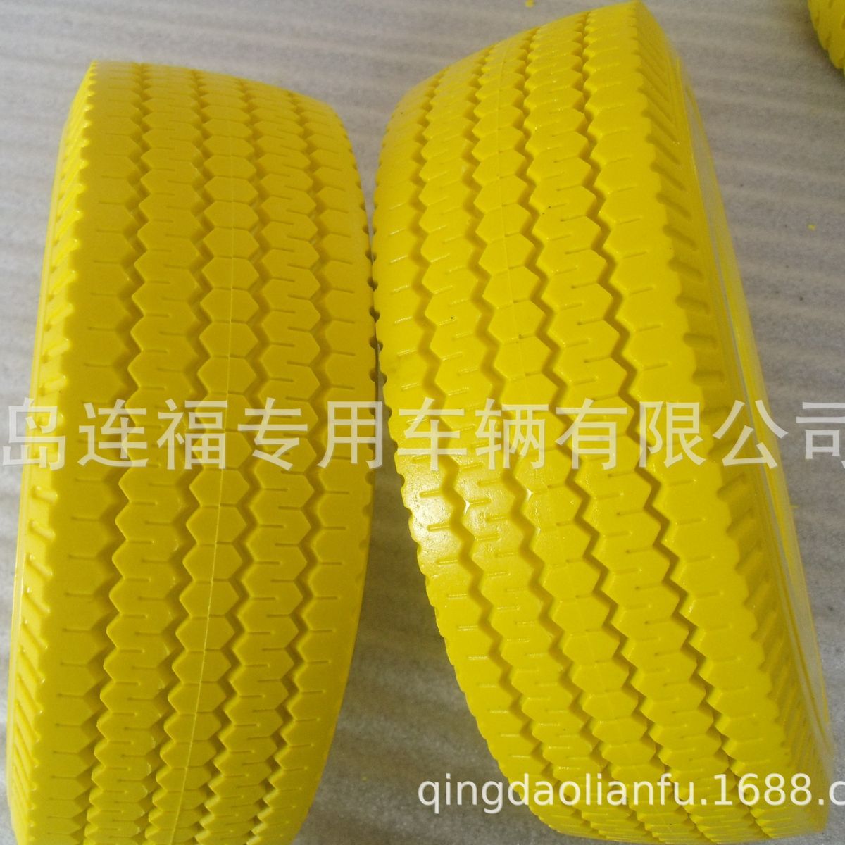 供应出口10×3.50-4PU轮子 贴片花胶圈 黄色轮胎 欢迎洽谈