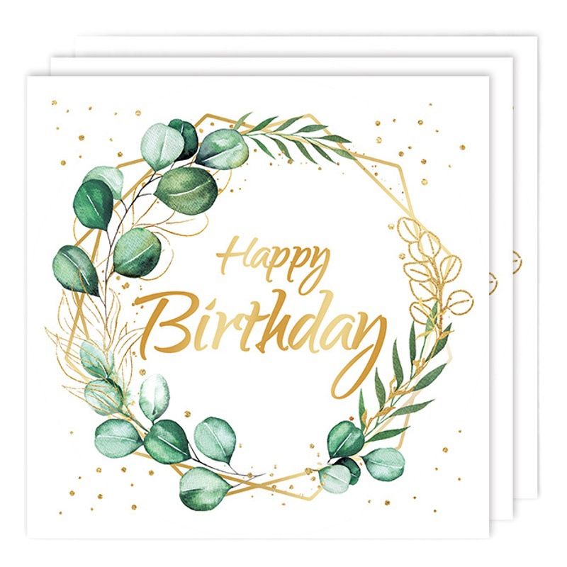 Suministros de fiesta de eucalipto tema fiesta de cumpleaños vajilla festiva bandera de tirar toalla de papel taza de papel mantel banner vajilla