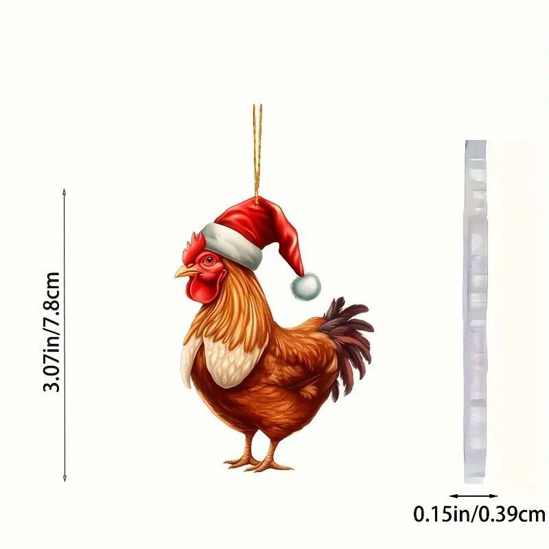 2D Navidad nuevo gallo fiestas colgante acrílico plano transfronterizo espejo retrovisor de automóvil colgante para el hogar colgante image 6