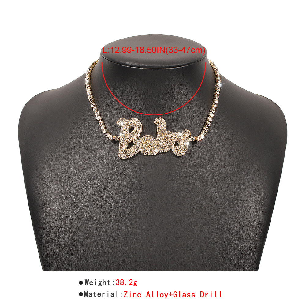 Joyería Al Por Mayor Collar Con Colgante De Baby Con Letra De Diamante Completo Nihaojewelry display picture 4