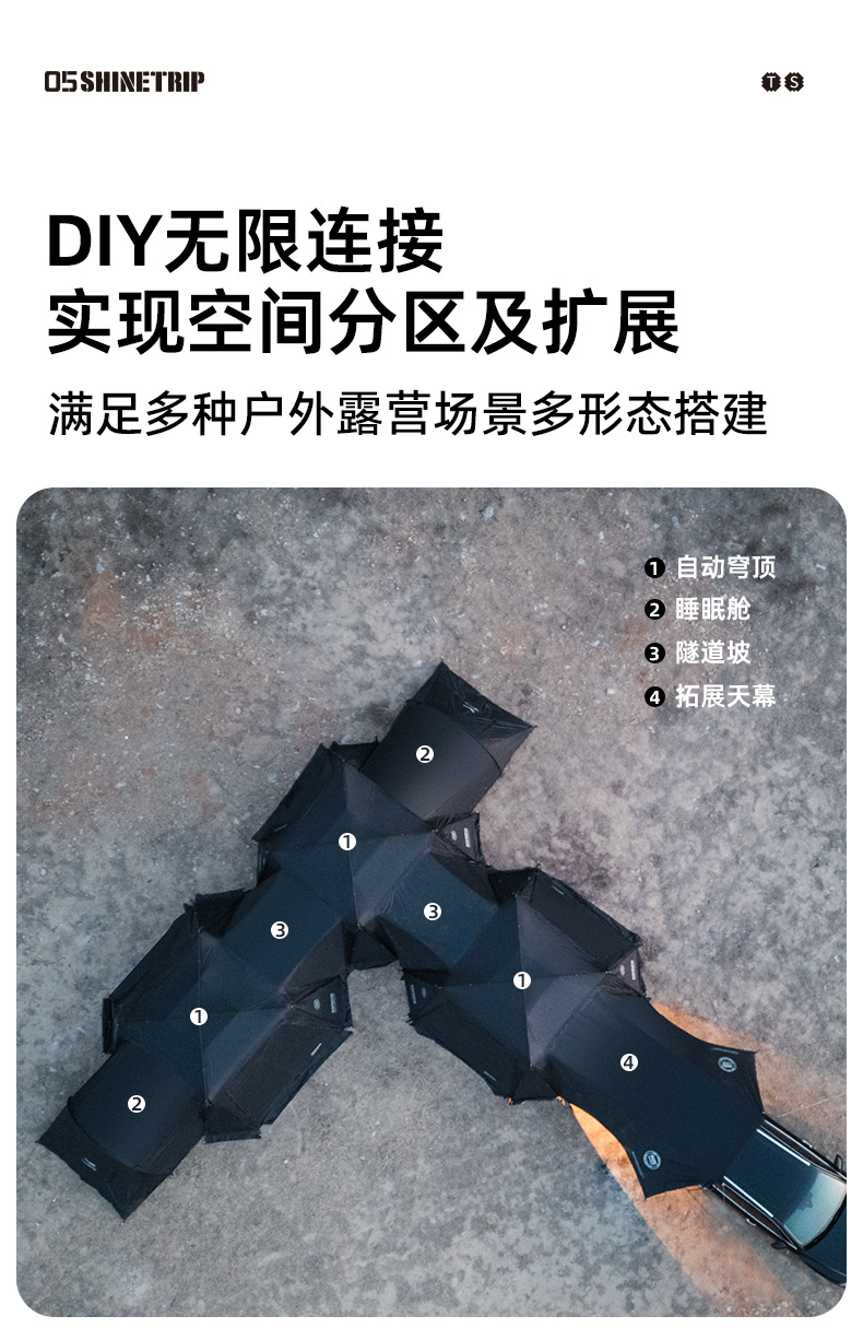Shanqu Quick Opening Dome Account Free to Build Sun-proof and Wind-resistant Increasing Sky Curtain Tent Waterproof and Stable Automatic Dome Tent