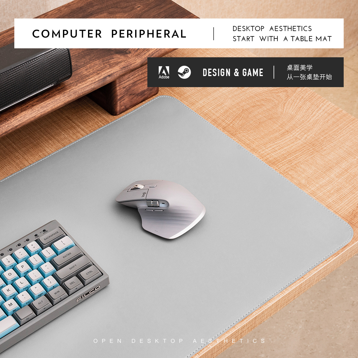 Alfombrilla de ratón de corcho y cuero (producto caliente), extra grande, para teclado y escritura, tapete de escritorio con bordes cerrados, con logo