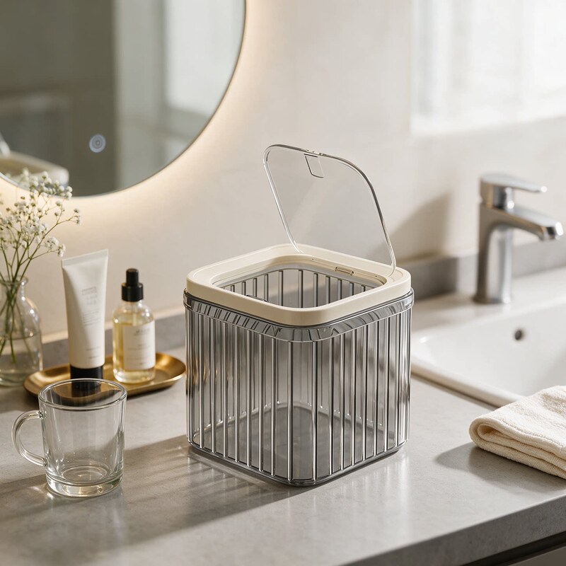 Desktop trash can, bathroom vanity with lid, waterproof makeup table, tabletop storage, stylish design, small wastepaper basket Desktop trash can, bathroom vanity with lid, waterproof makeup table, tabletop storage, stylish design, small wastepaper basket