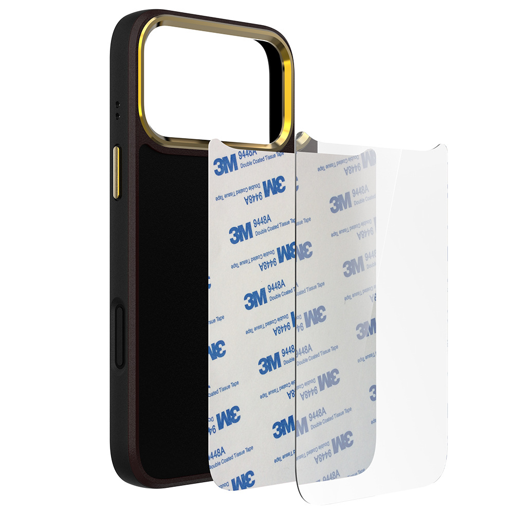 A9 Dark Red + Black Contrasting Groove Phone Case 3m Adhesive + Glass Printing Material Combination Set Suitable for iPhone 17