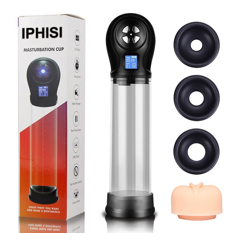 IPHISI LCD spa Taza eléctrica pene bomba masculina Ampliación de carga juguetes sexuales ejercitador juguetes adultos del sexo