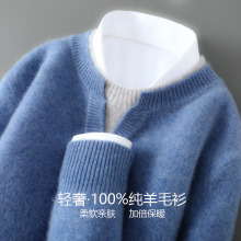 休闲减龄假两件羊毛衫100%纯羊毛秋冬男士加厚时尚百搭打底羊绒衫