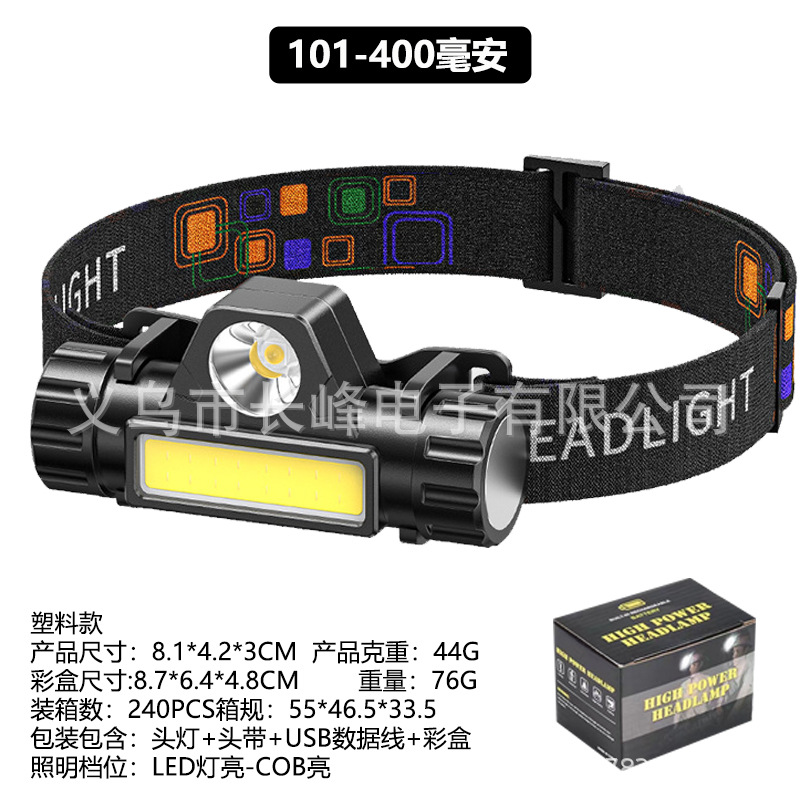 Transfronterizos mini faro de luz fuerte portátil faro de emergencia lámpara magnética USB carga lámpara de trabajo linterna montada en la cabeza image 10