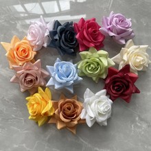 7cm小角玫瑰花头手腕花发卡簪花学士帽假花手工diy材料绢布单朵花