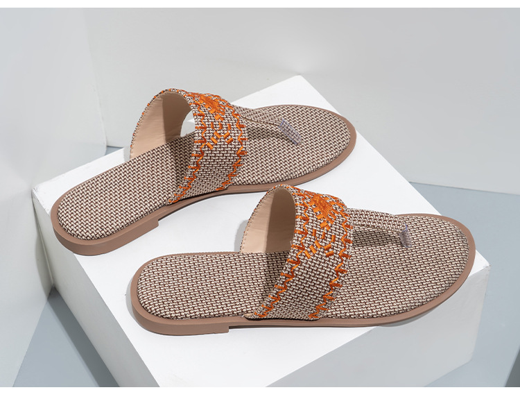 Cfxxy-149 žabky zahraničního obchodu, módní výšivky, pantofle, dámské pantofle, plážové lněné sandály, dámské boty_voghion.com