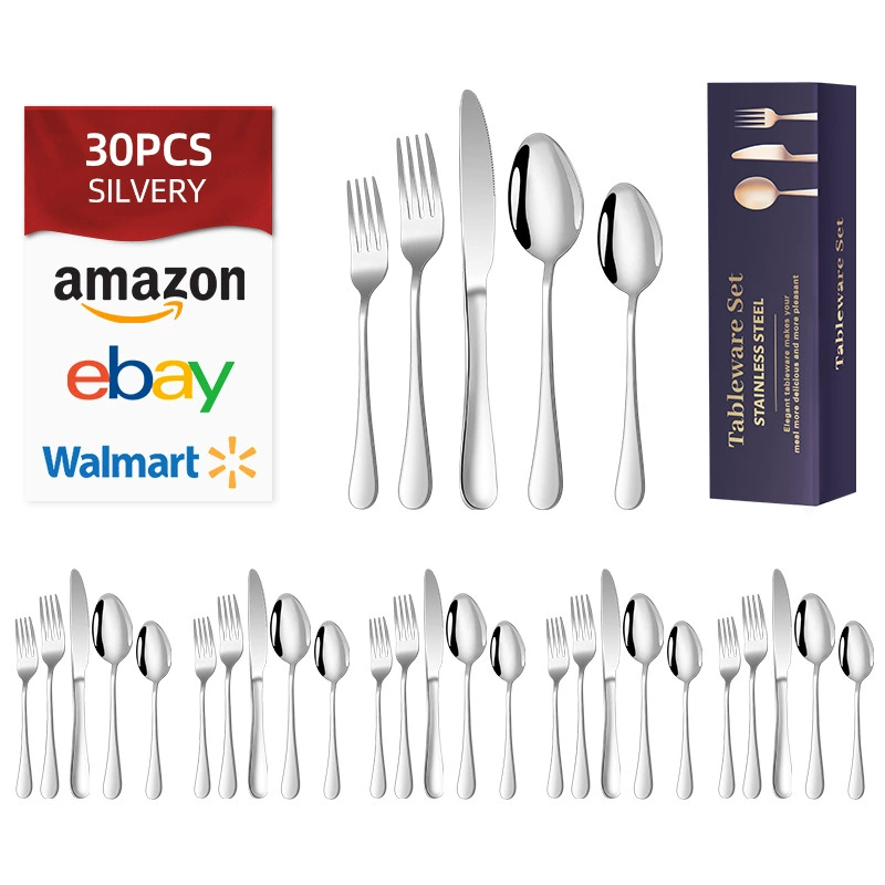 cutlery cross-border stainless steel utensils knife fork spoon hot-selling 30-piece Western dining steak knife 1010 utensil set