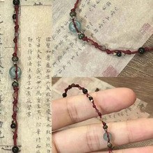复古中式手工编织手链情侣平安红绳串珠ins小众编绳设计古风