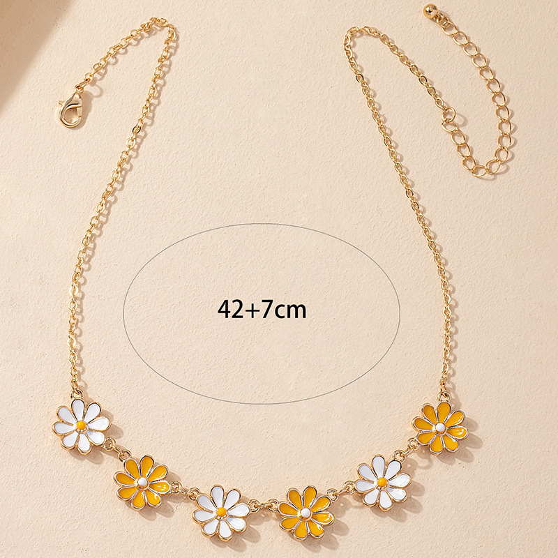 fashion daisy oil drop flower pendant necklace