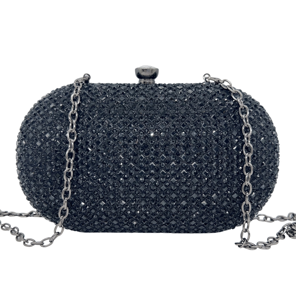 Túi clutch nữ đính đá sáng bóng dự tiệc thanh lịch — vàng nhạt, bạc, ngọc lục bảo, màu xanh đậm chi tiết 16