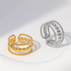 歐美時尚氣質鈦鋼戒指女不掉色開口可調節油壓指環不鏽鋼戒子批發